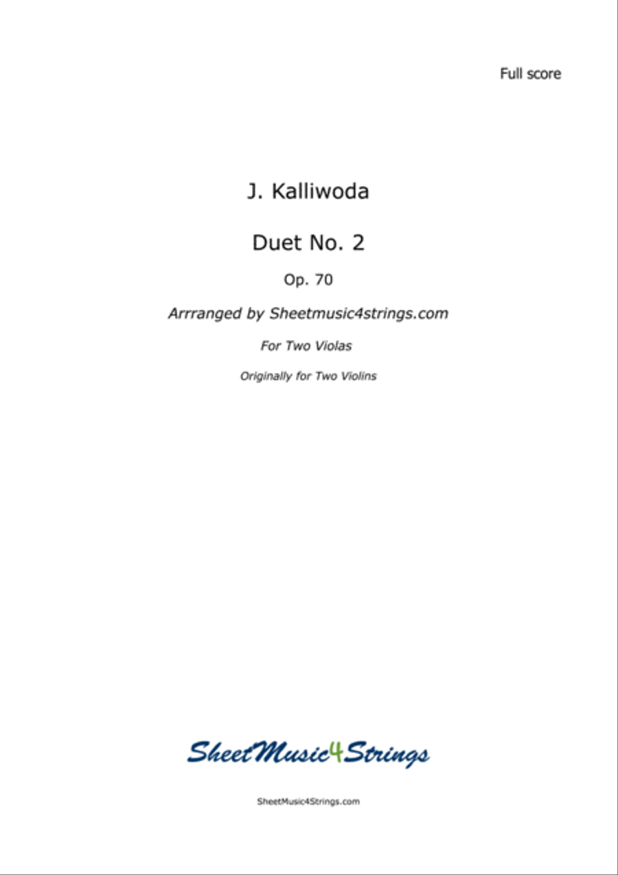 Kalliwoda, J. - Duet No.2, (All Mvts.) Op. 70 for Two Violas String Duet scores gallery preview page 1
