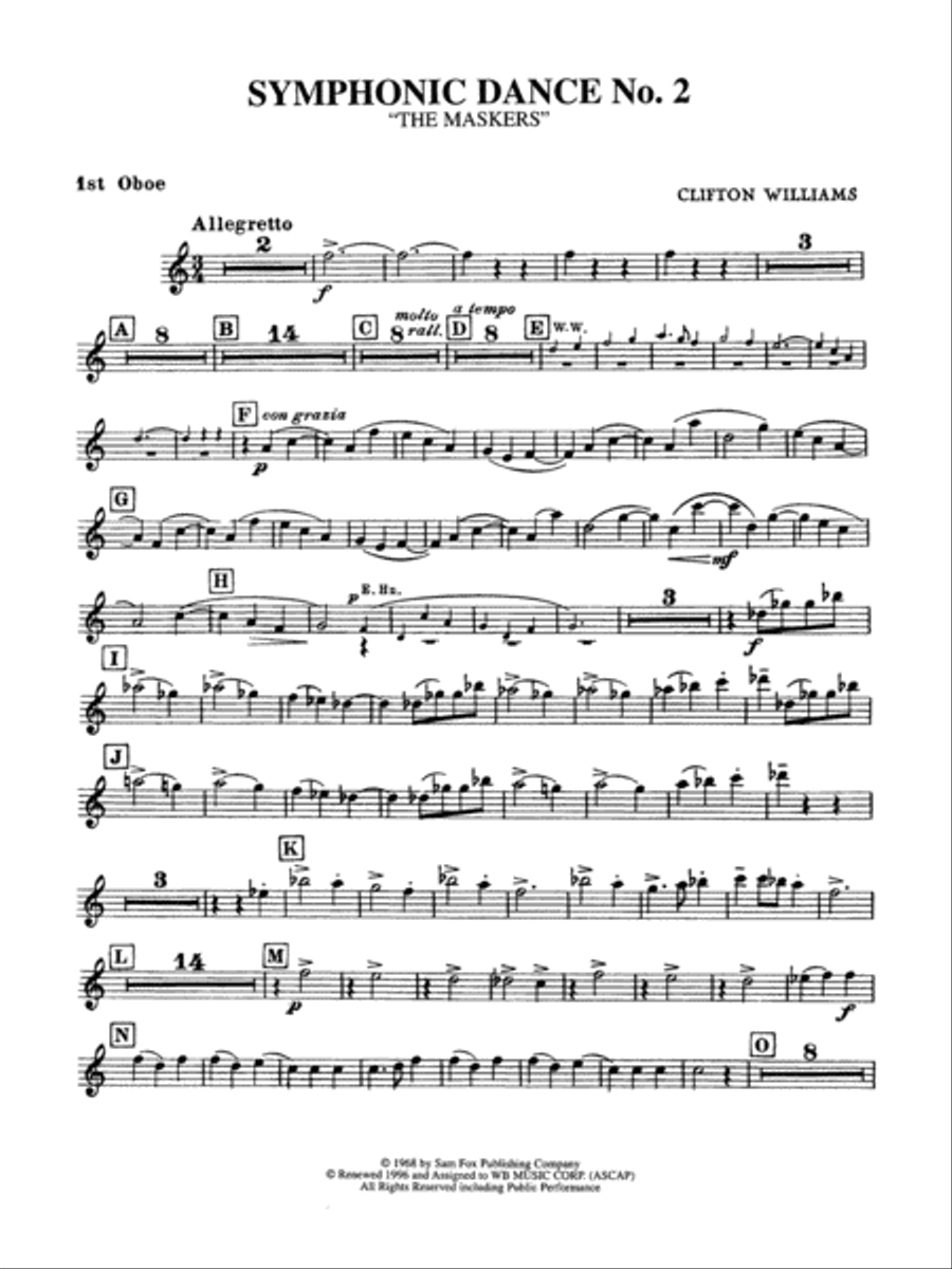 Symphonic Dance No. 2: Oboe Concert Band scores gallery preview page 1