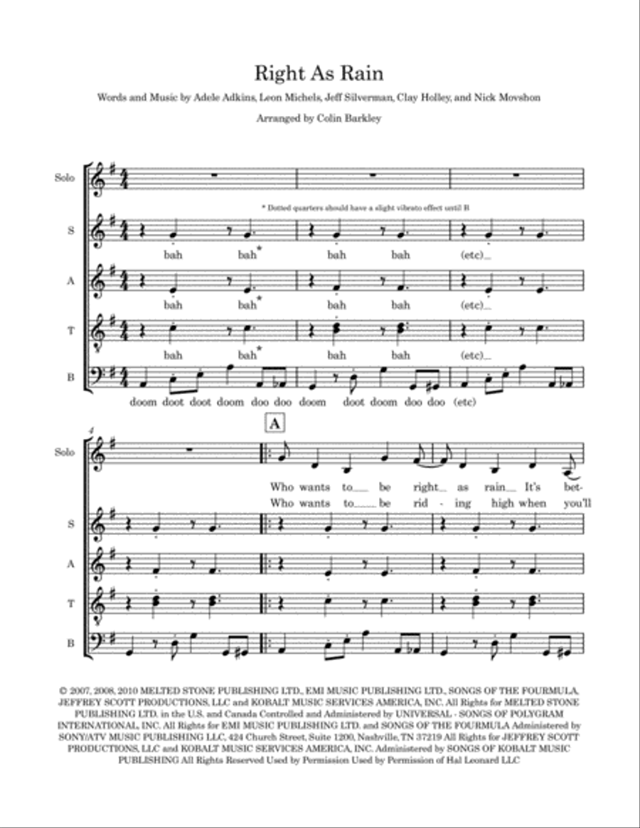 Right As Rain 4-Part scores gallery preview page 1