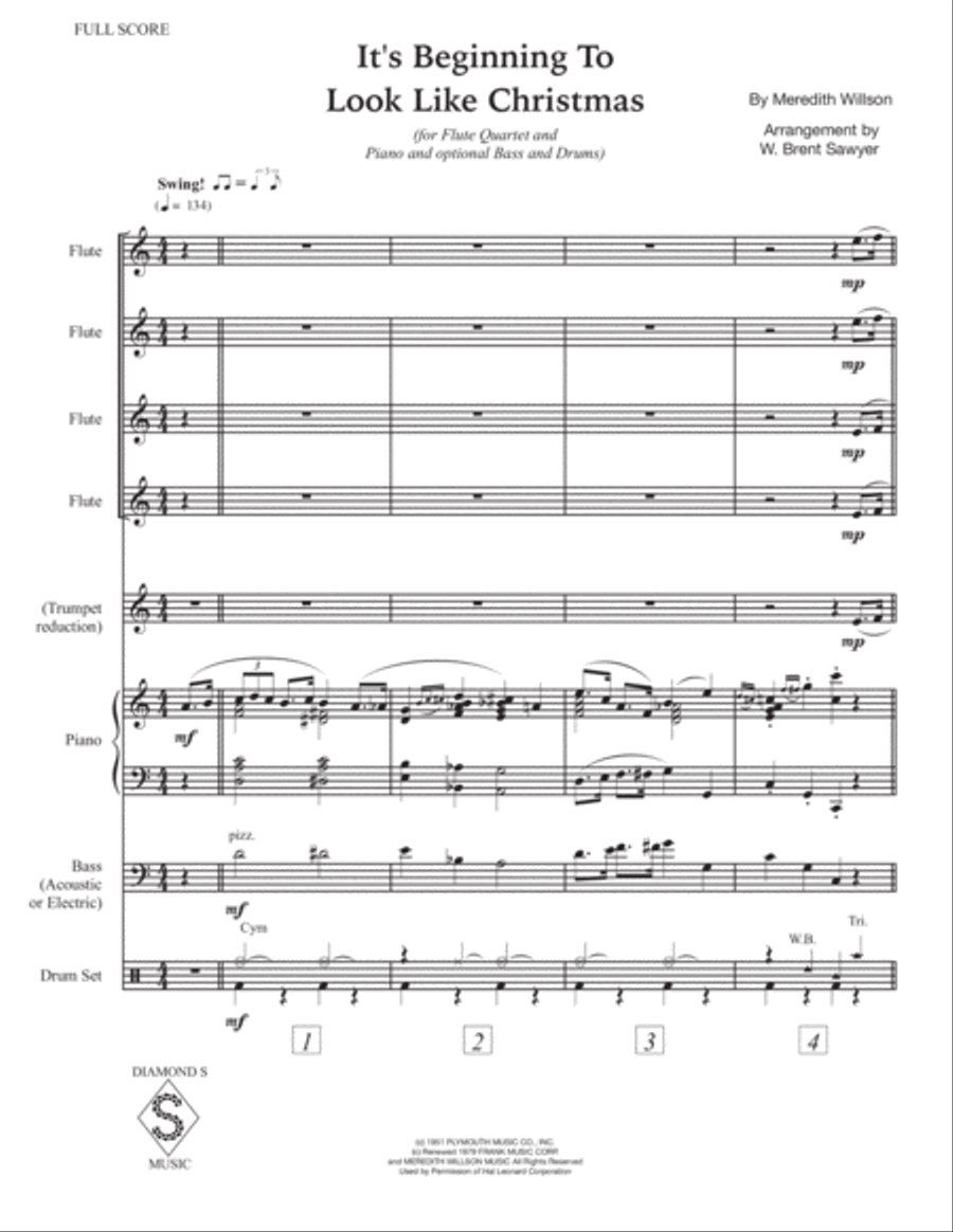 It's Beginning To Look Like Christmas Woodwind Quartet scores gallery preview page 2