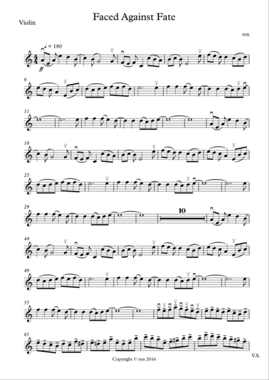 Faced Against Fate (Violin Section) Violin Solo scores gallery preview page 1