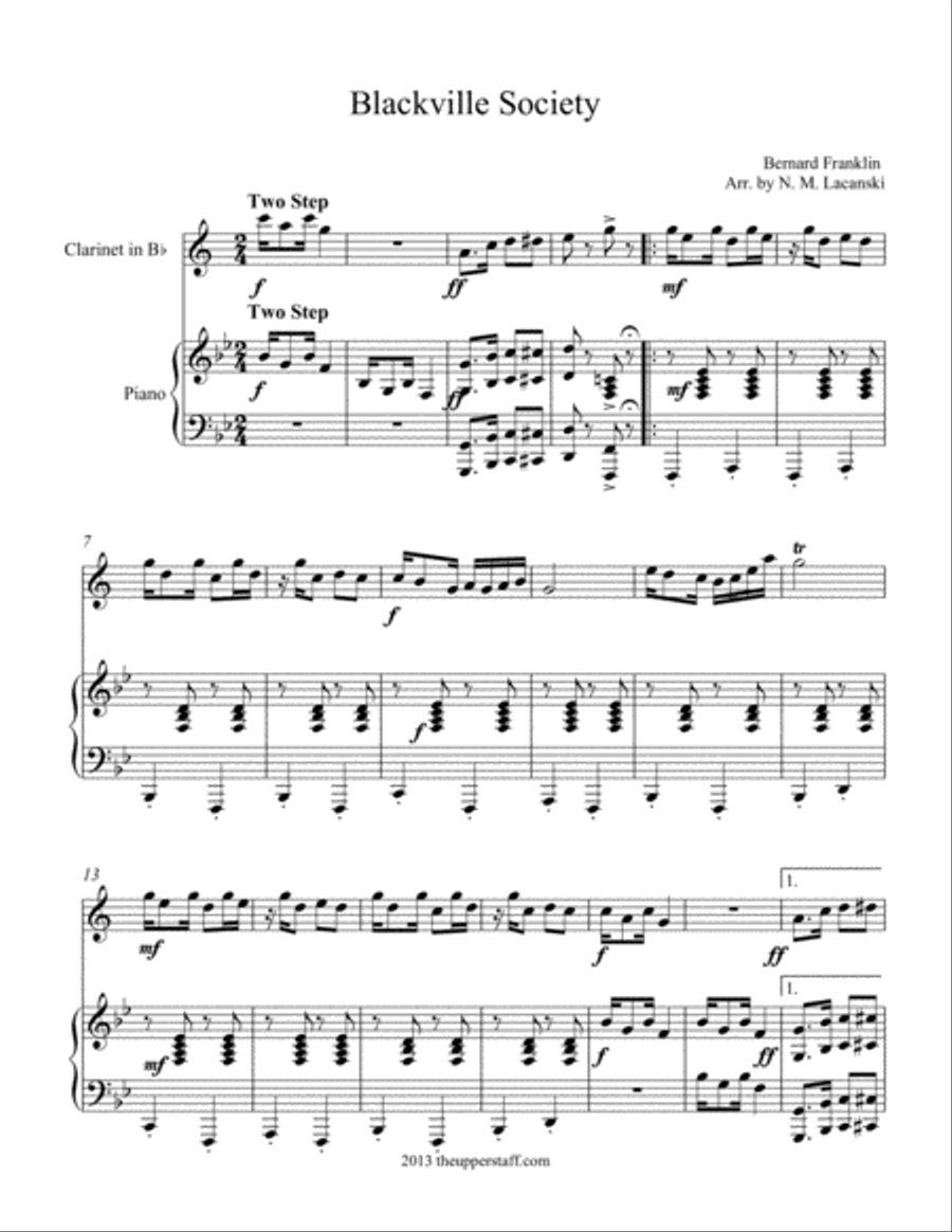 Blackville Society Clarinet Solo scores gallery preview page 1