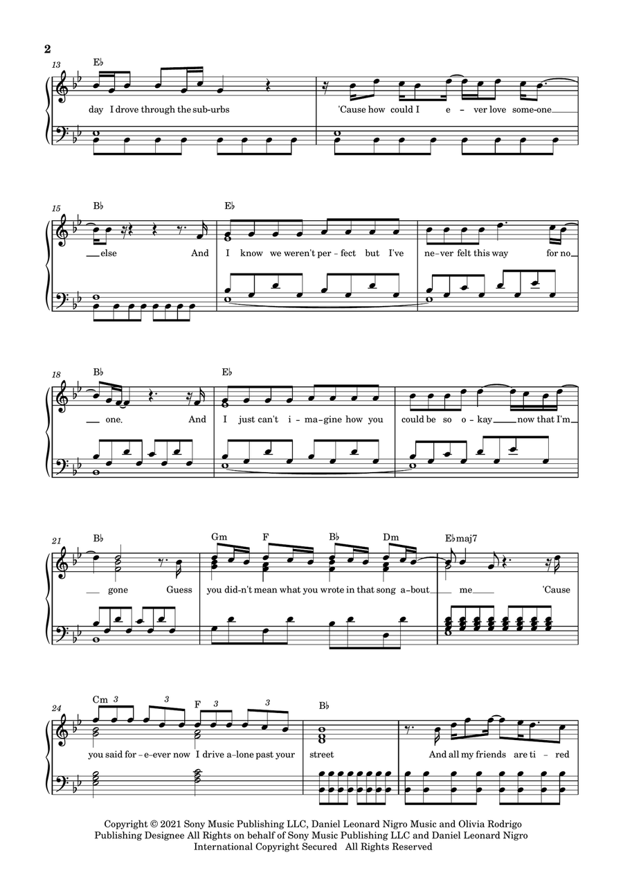 Drivers License Drivers License Piano, Vocal scores gallery preview page 3