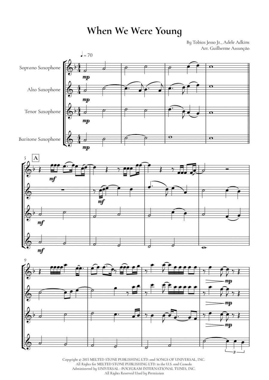 When We Were Young Woodwind Quartet scores gallery preview page 1