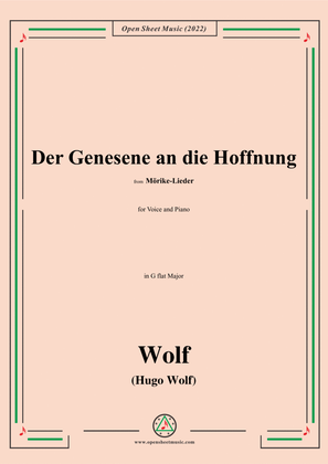 Book cover for Wolf-Der Genesene an die Hoffnung,in G flat Major