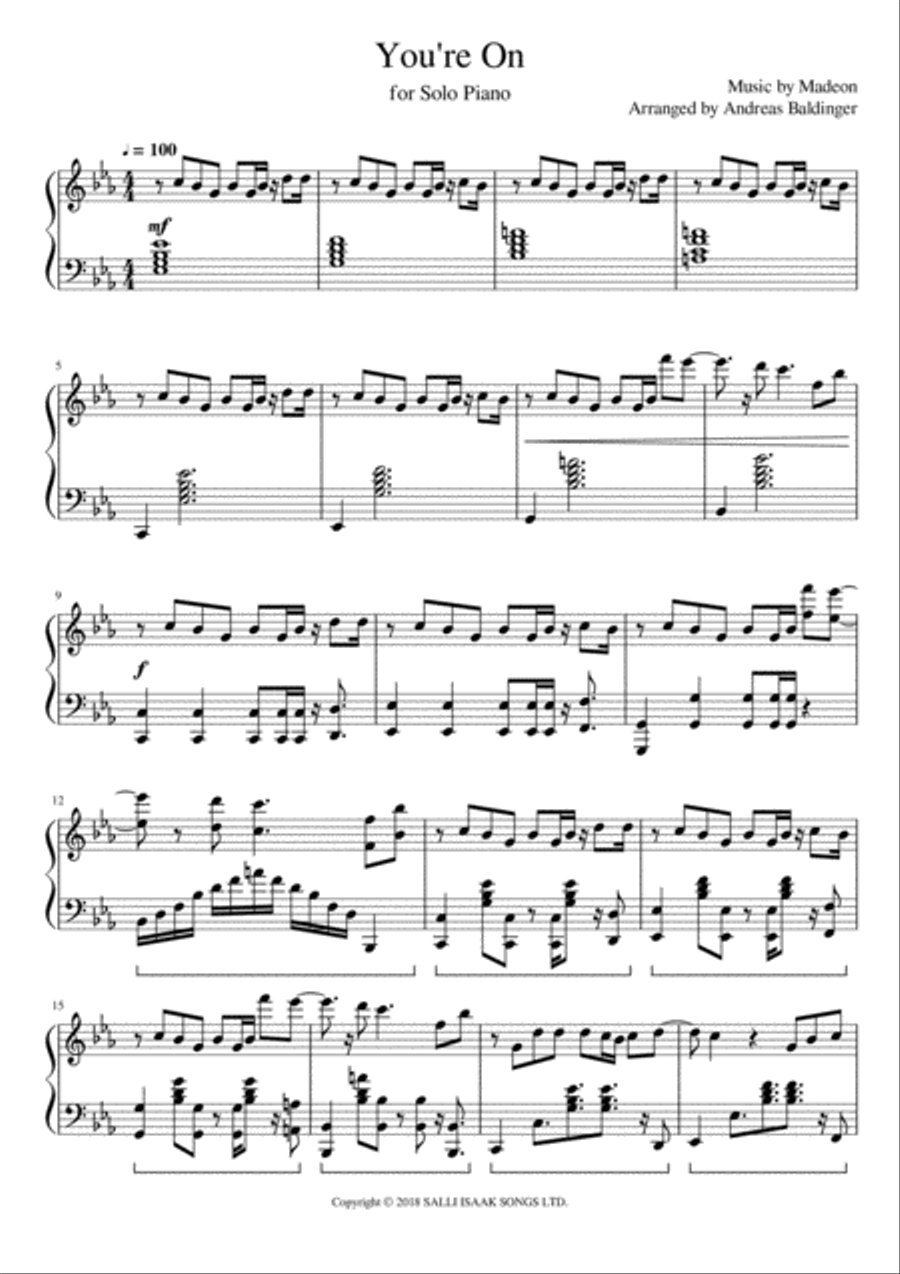 You're On Piano Solo scores gallery preview page 1