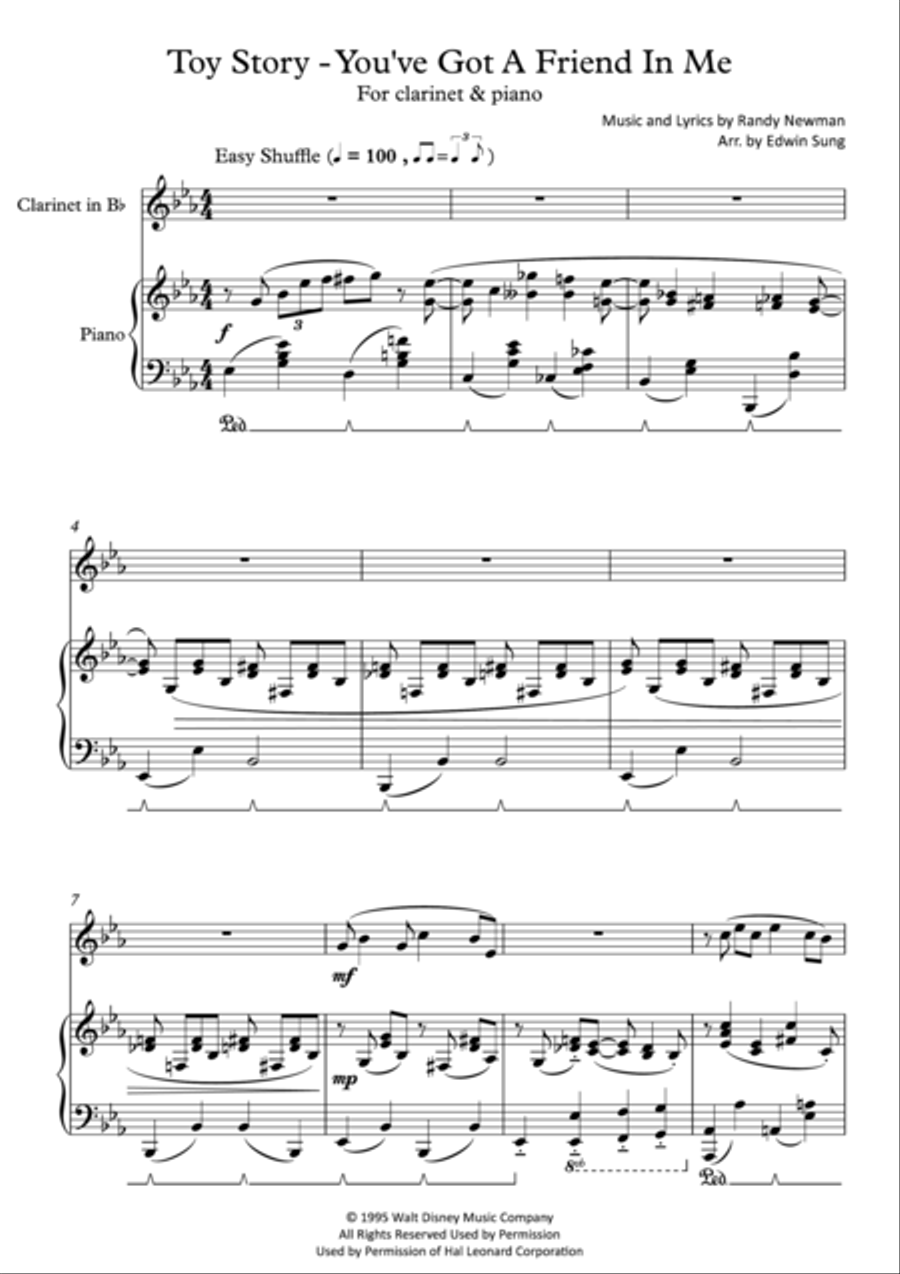 You've Got A Friend In Me Clarinet Solo scores gallery preview page 1