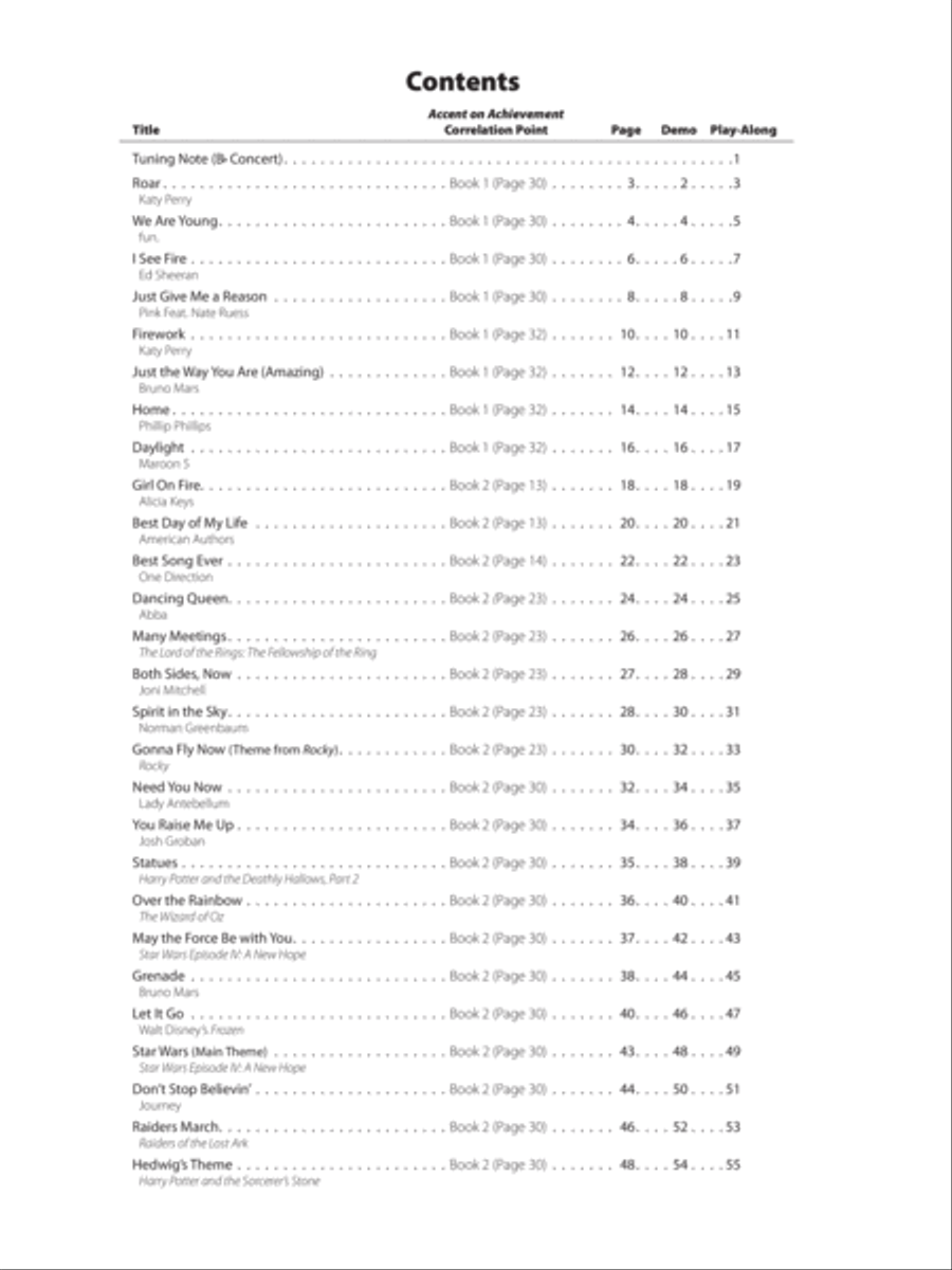 AOA Pop, Rock, and Movie Instrumental Solos