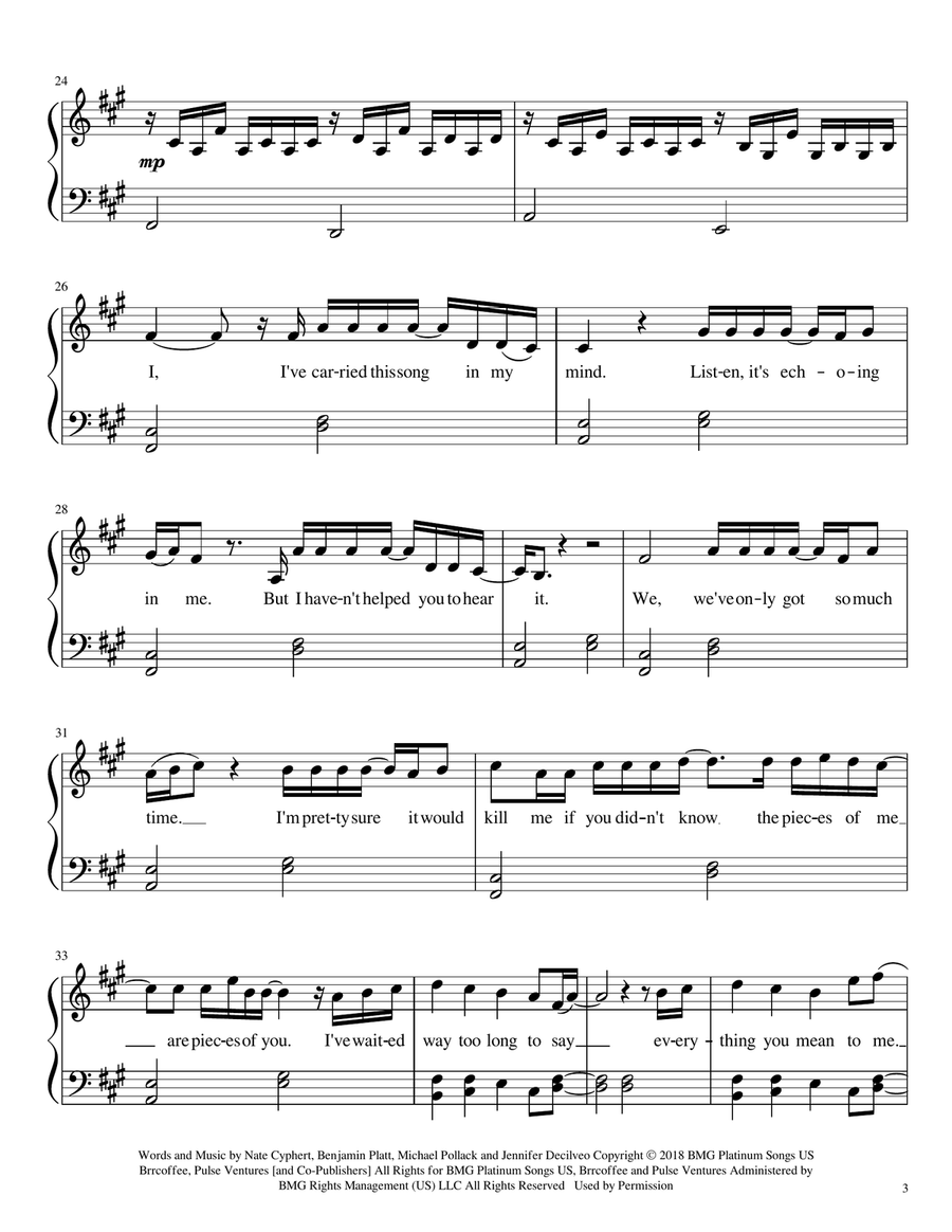 In Case You Don't Live Forever Piano Solo scores gallery preview page 3
