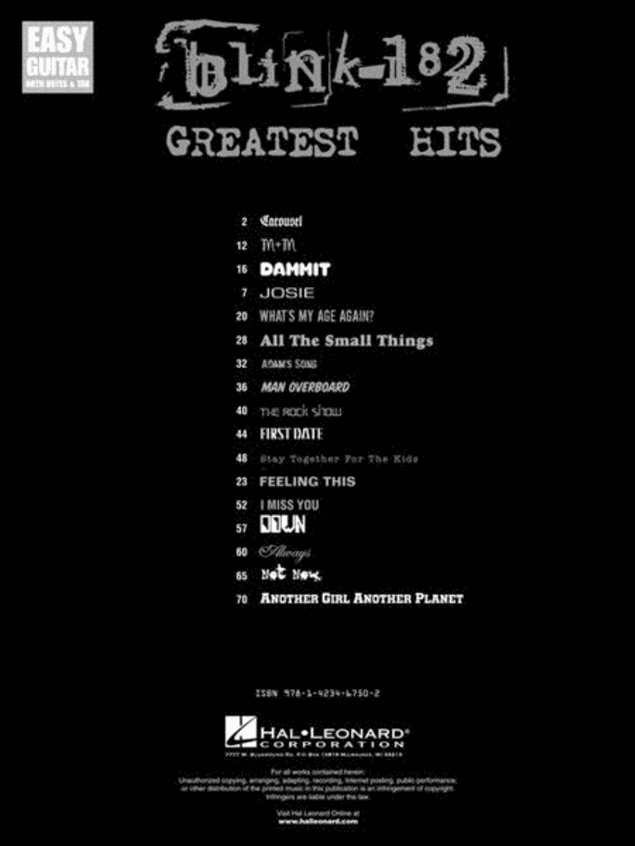 blink-182 – Greatest Hits Easy Guitar scores gallery preview page 3