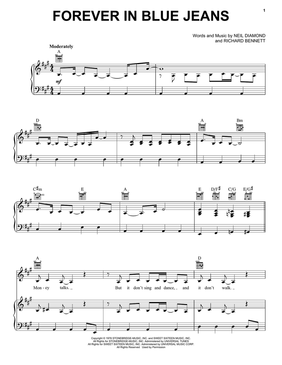 Forever In Blue Jeans Acoustic Guitar scores gallery preview page 1
