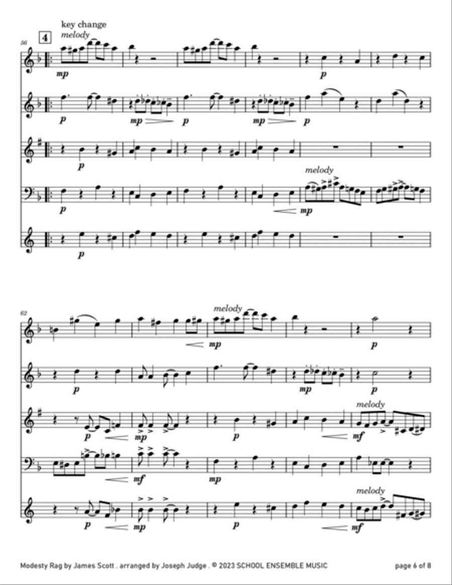 Modesty Rag by James Scott for Woodwind Quartet in Schools Woodwind Quartet scores gallery preview page 6