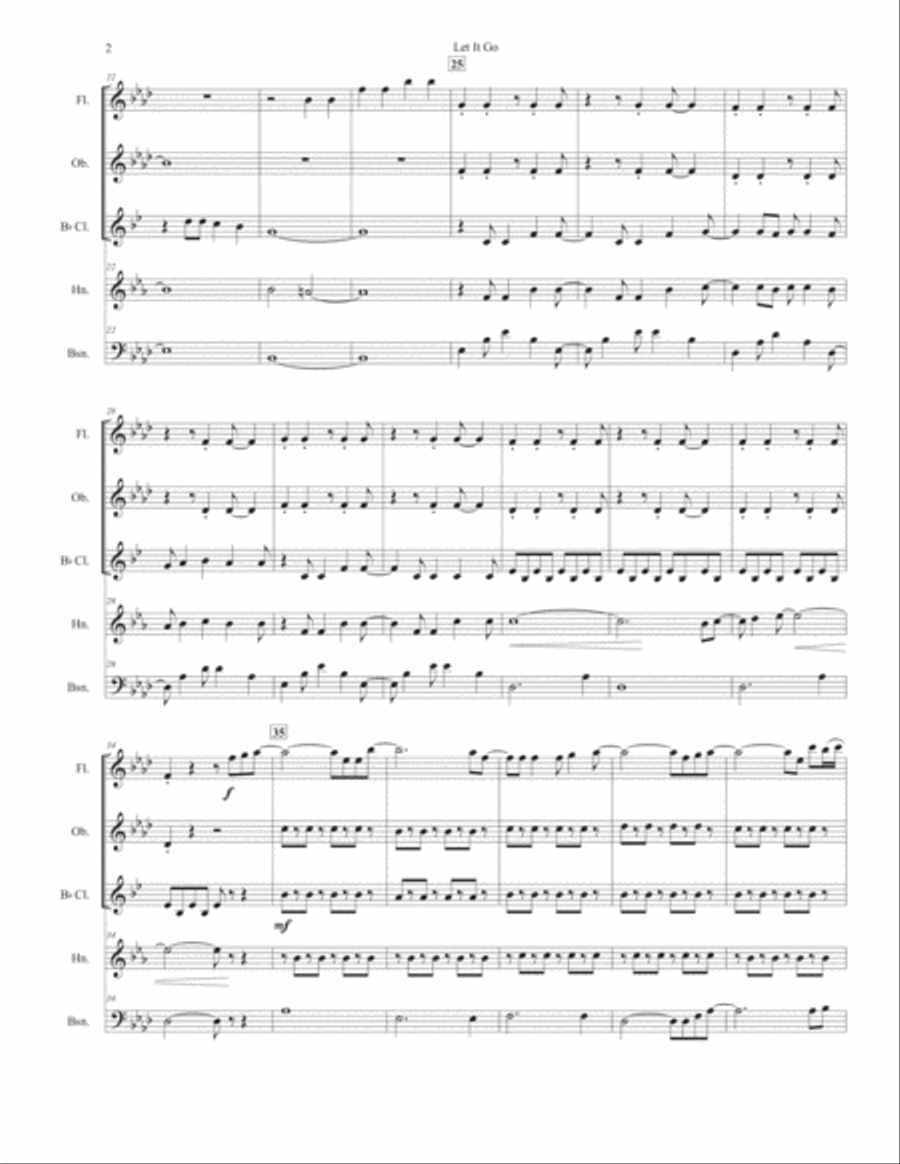 Let It Go (from Frozen) Woodwind Quintet scores gallery preview page 3