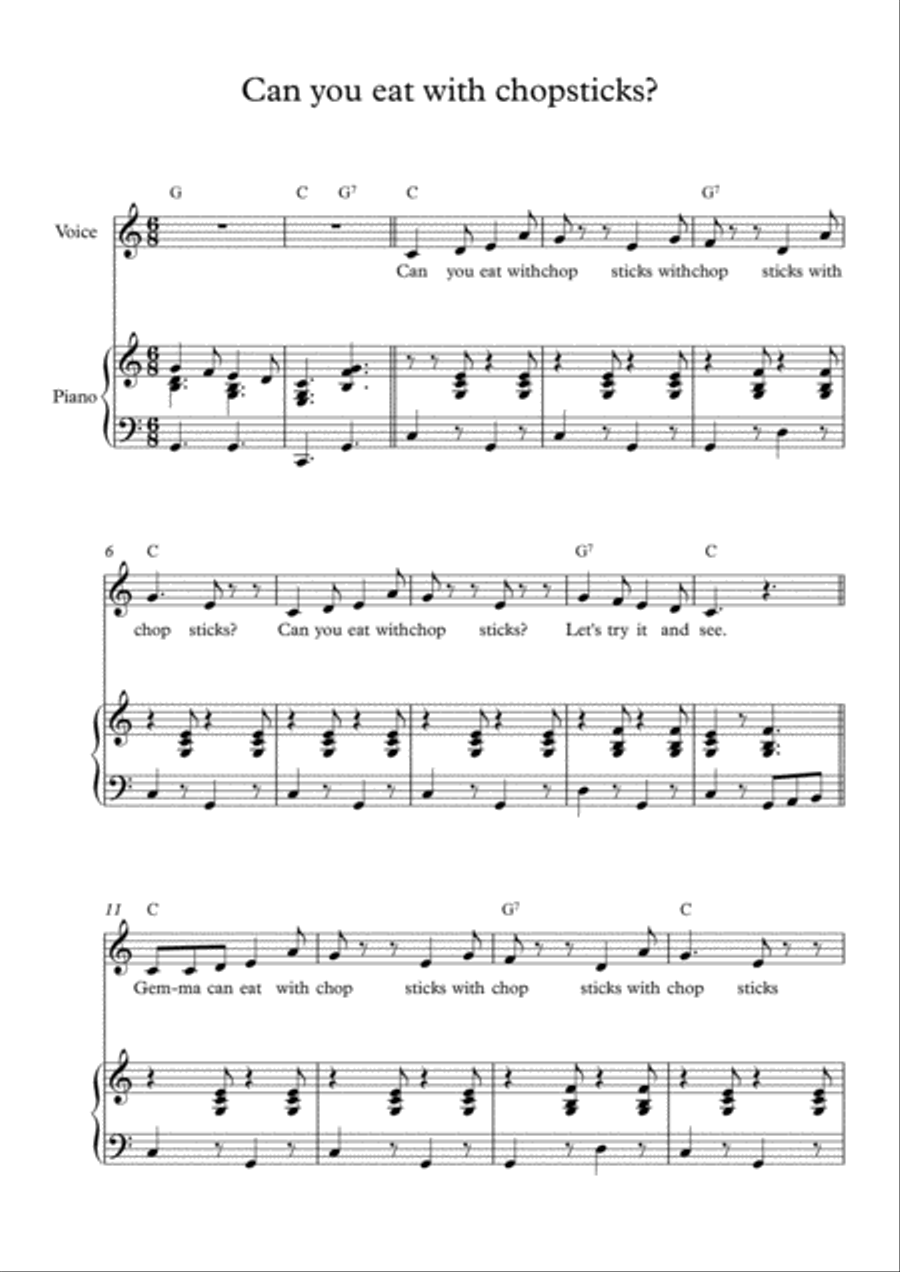 Can you eat with chopsticks? Voice Solo scores gallery preview page 1