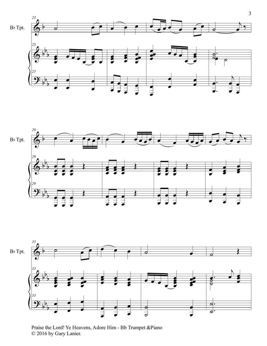 3 Hymns of Praise & Encouragement (Duets for Bb Trumpet and Piano) Trumpet Duet scores gallery preview page 4