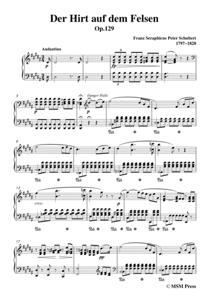 Schubert-Der Hirt auf dem Felsen,Op.129,in B Major,for Voice&Piano image number null