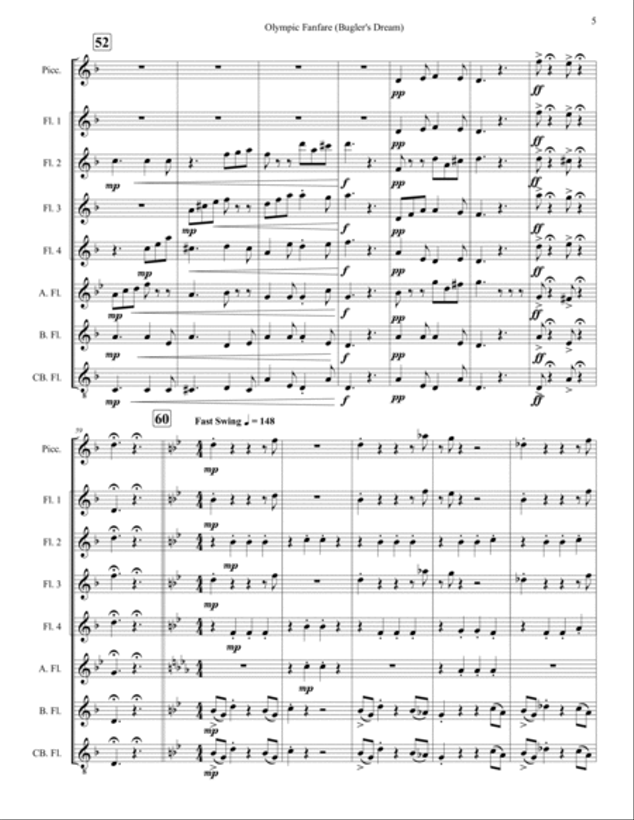Bugler's Dream (Olympic Fanfare) Flute Choir scores gallery preview page 5