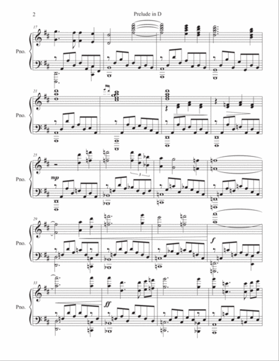 Prelude in D for Solo Piano Piano Solo scores gallery preview page 2