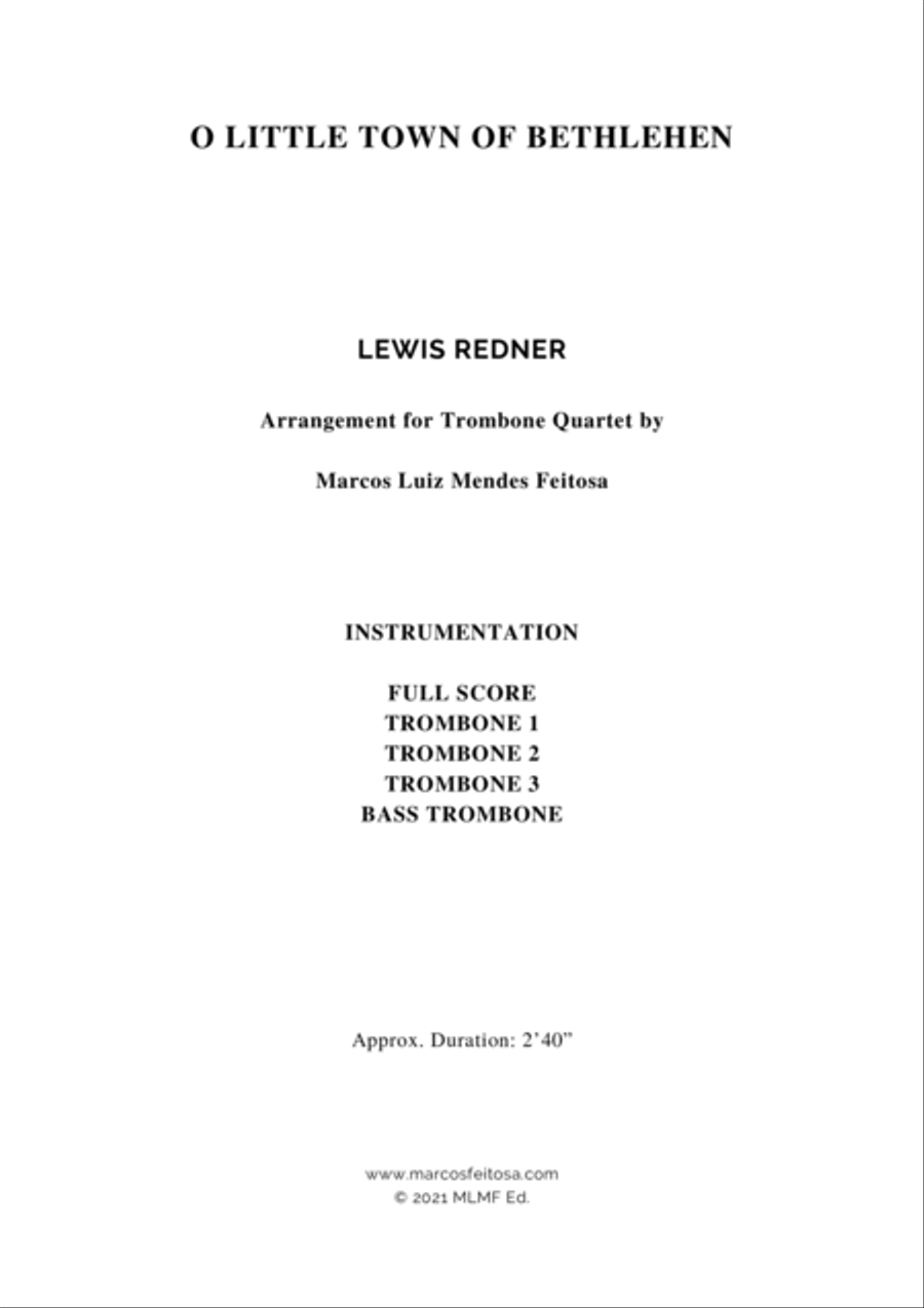 O Little Town of Bethlehem - Trombone Quartet Trombone Quartet scores gallery preview page 2