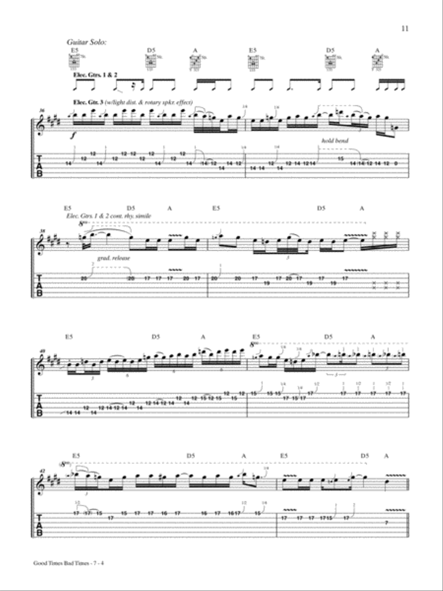 Good Times, Bad Times Good Times, Bad Times Guitar Tablature scores gallery preview page 4