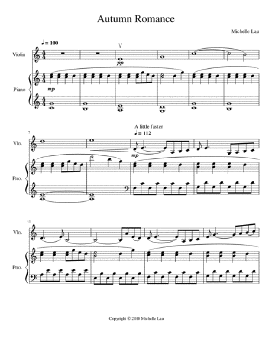 Autumn Romance for Violin and Piano Violin scores gallery preview page 2