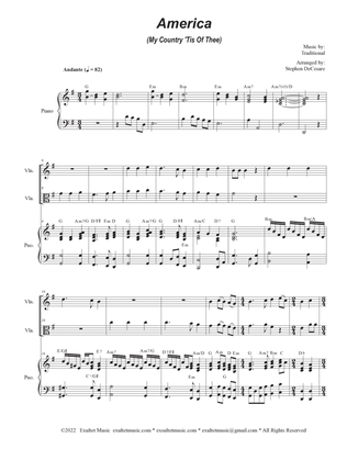 America (My Country, 'Tis of Thee) (Duet for Violin and Viola)