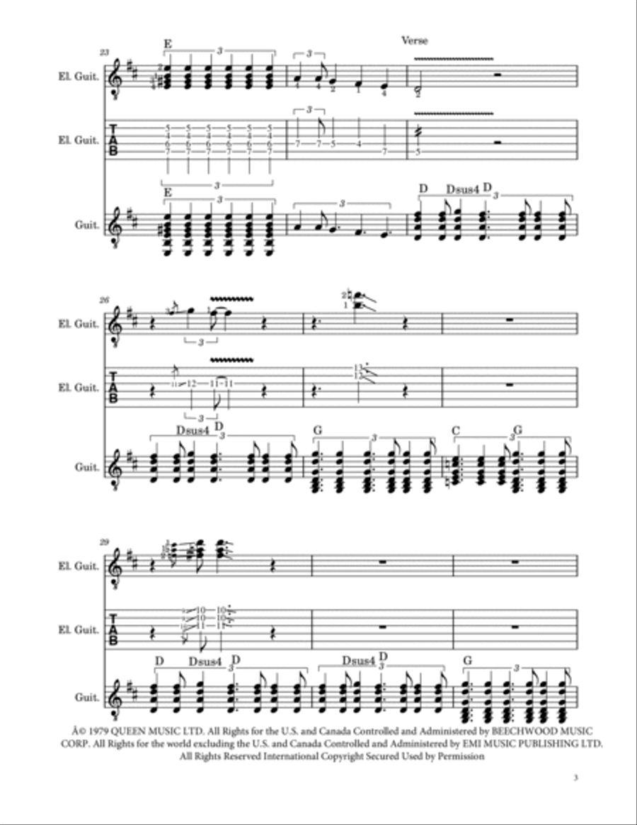 Crazy Little Thing Called Love Guitar Tablature scores gallery preview page 4