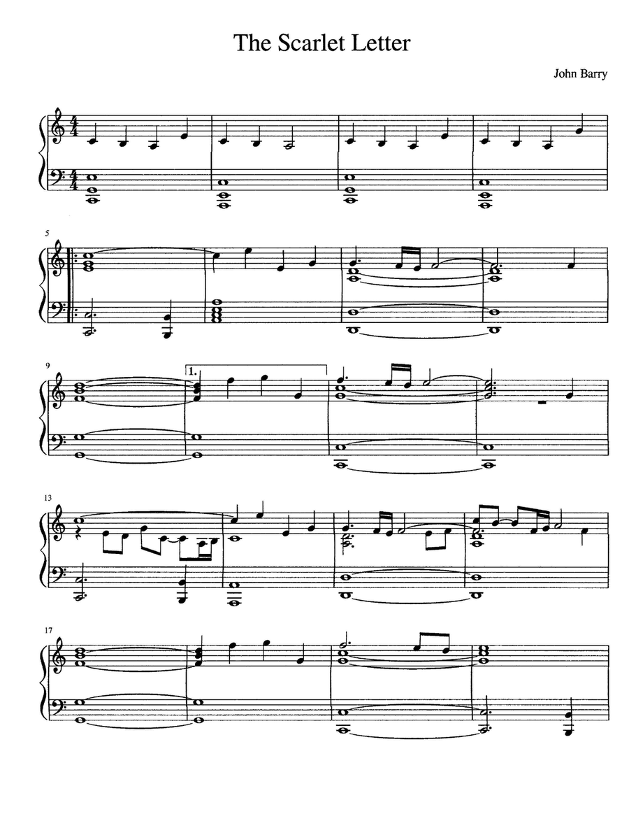 The Scarlett Letter Piano Solo scores gallery preview page 1