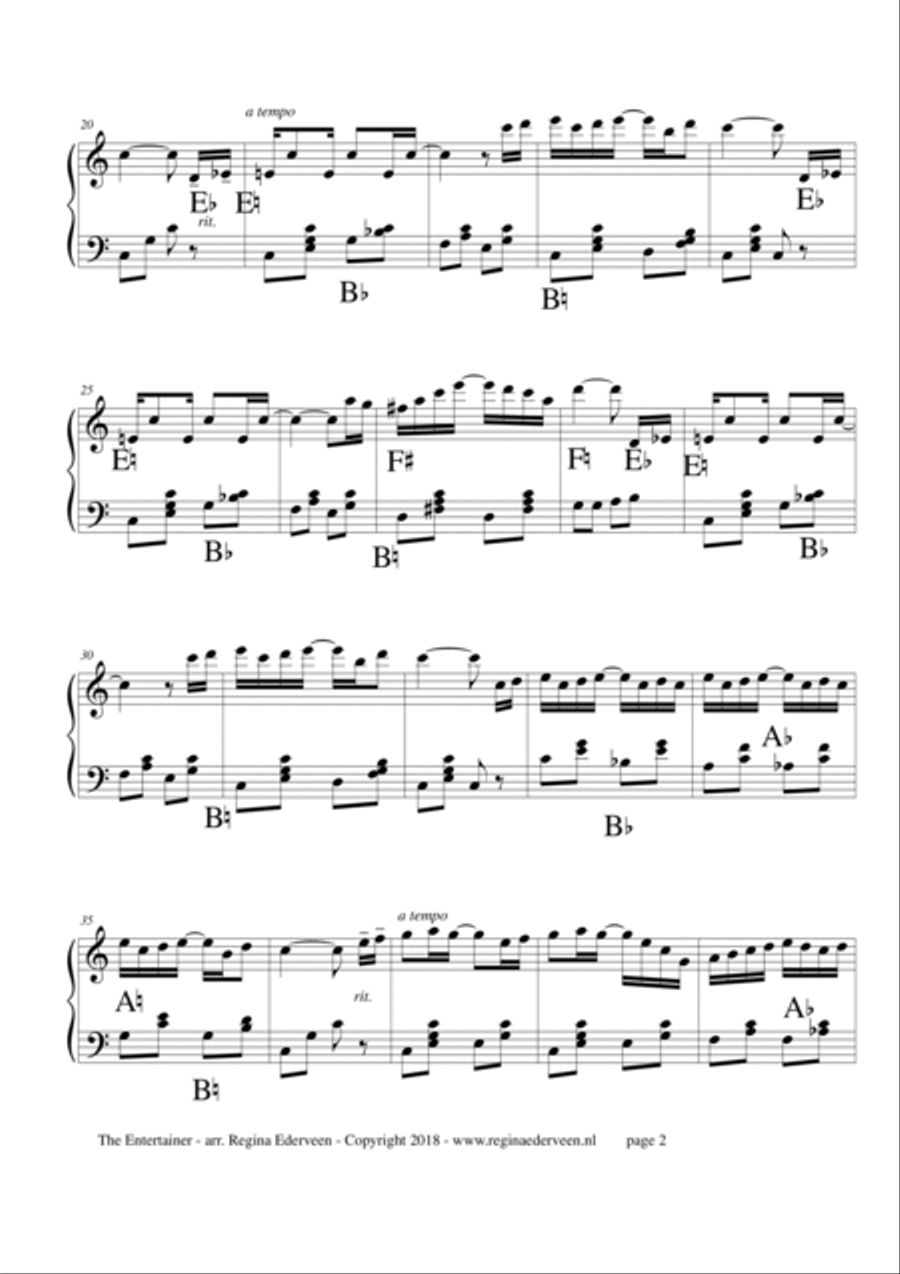 The Entertainer - pedal harp solo Pedal Harp scores gallery preview page 2