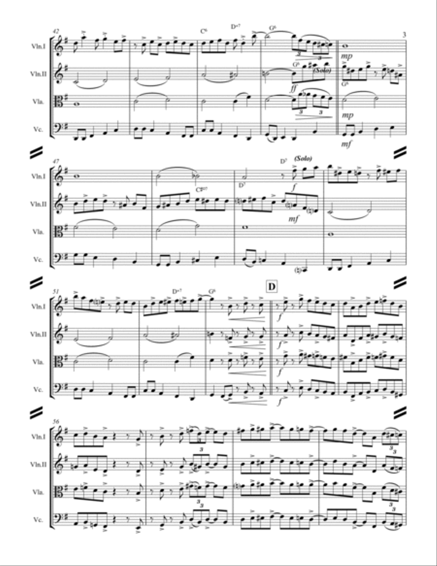 Rudolph The Red-nosed Reindeer String Quartet scores gallery preview page 4
