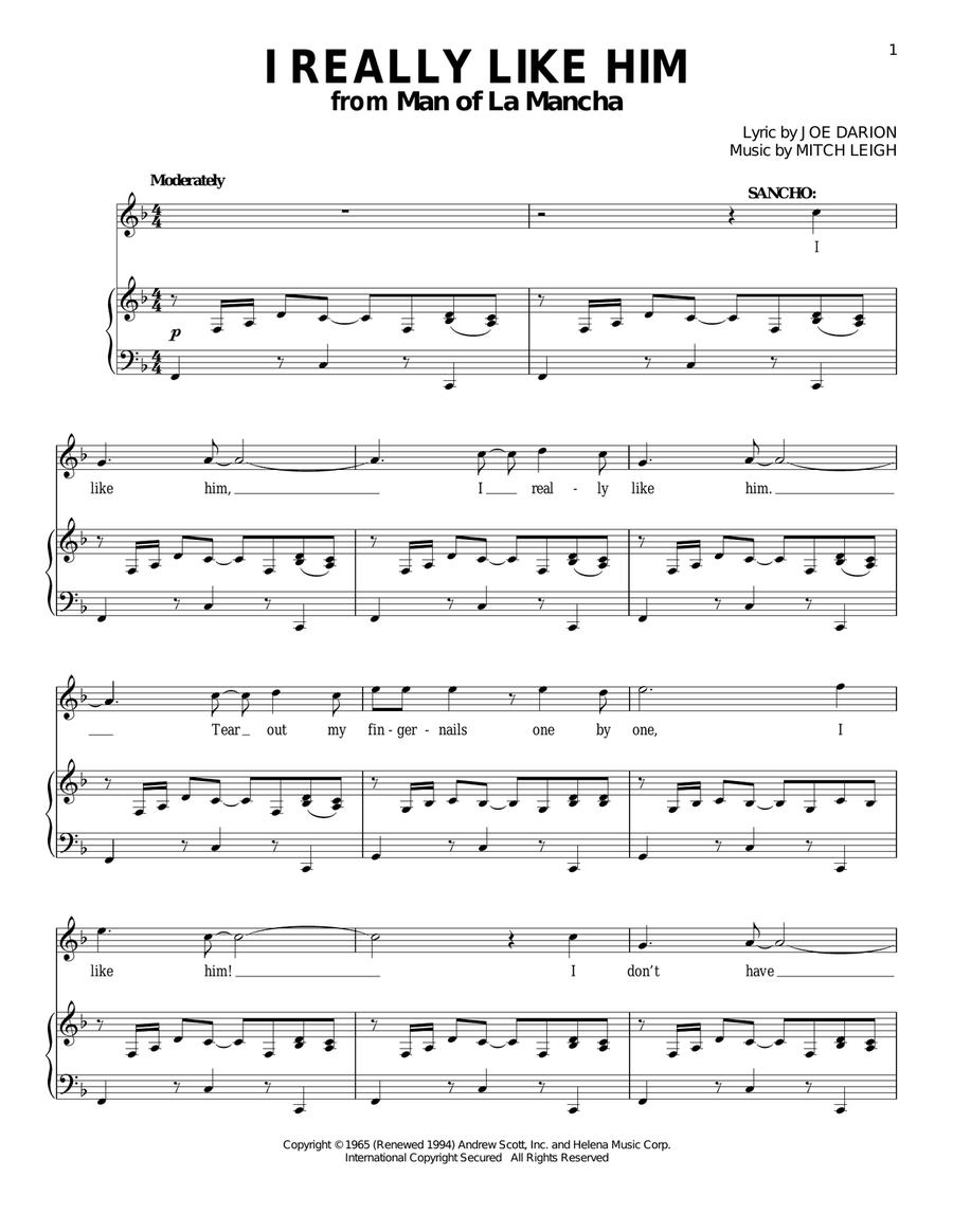 I Really Like Him Piano, Vocal scores gallery preview page 1