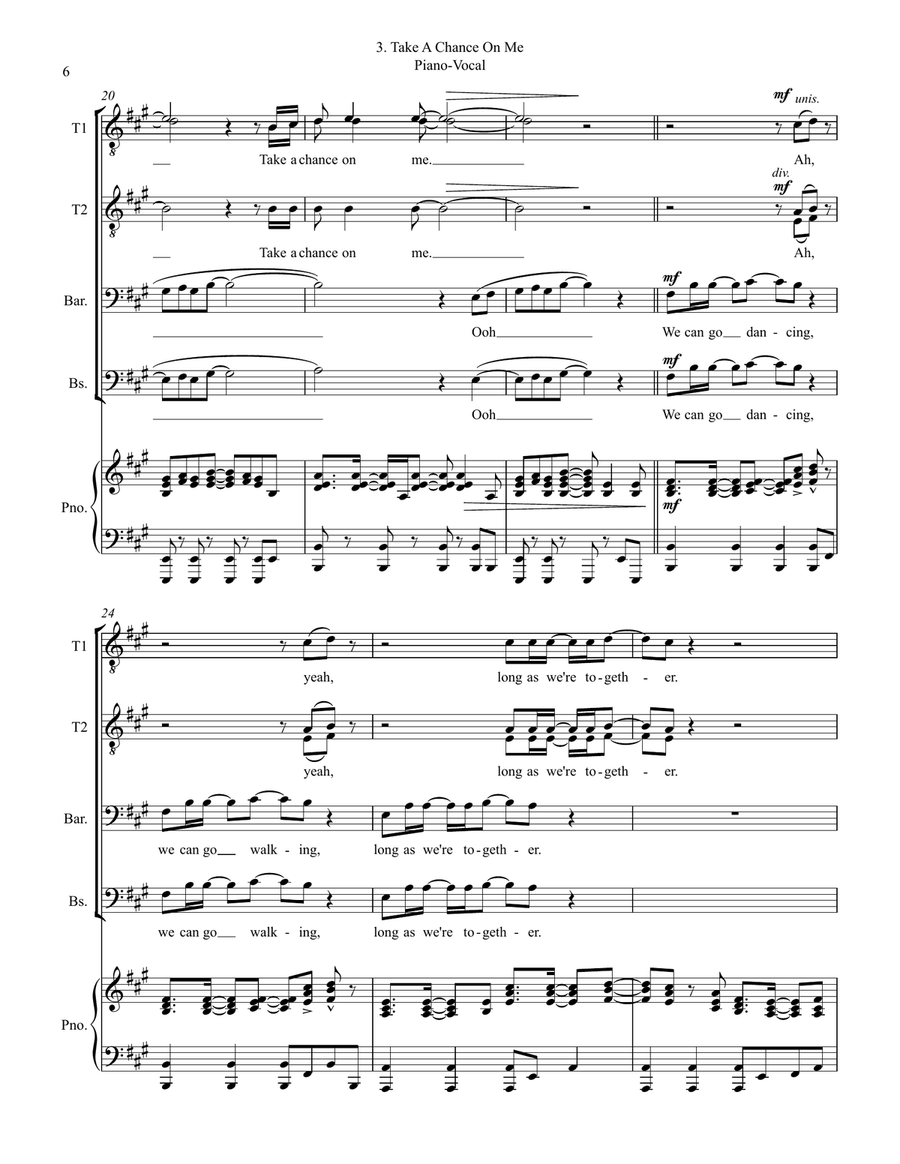 Take A Chance On Me TTBB scores gallery preview page 6