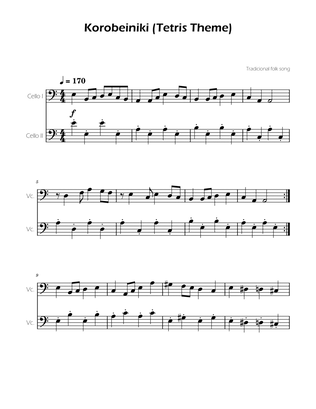 Book cover for Tetris Theme for Cello Duet