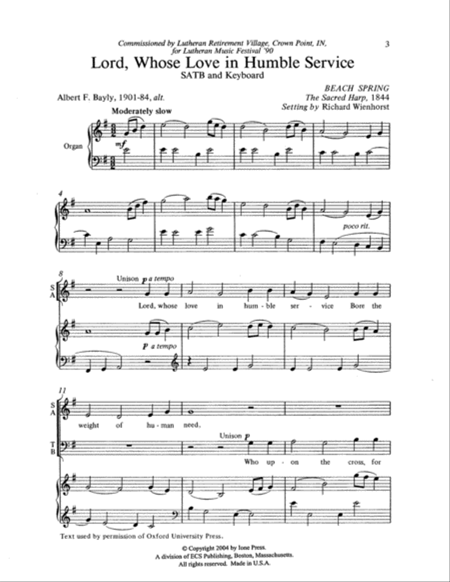 Lord, Whose Love in Humble Service 4-Part scores gallery preview page 2