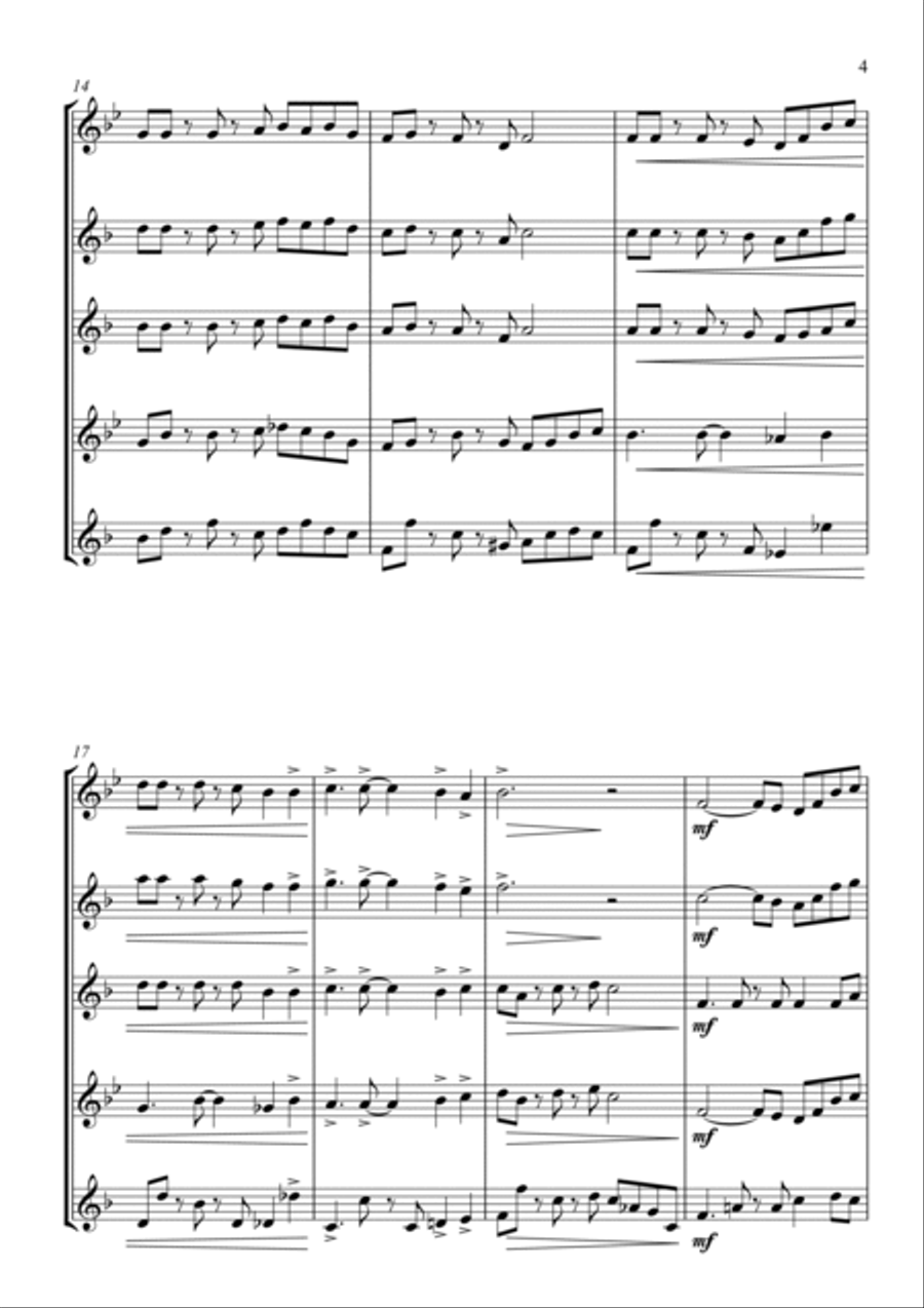Battle Hymn of the Republic - a Jazz Arrangement - for Saxophone Quartet Saxophone Quartet scores gallery preview page 5