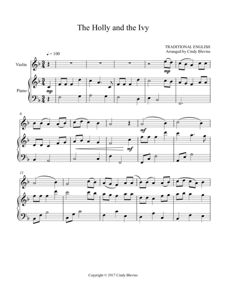 The Holly and the Ivy, for Piano and Violin image number null