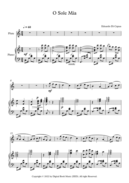 O Sole Mio - Eduardo Di Capua (Flute + Piano) image number null