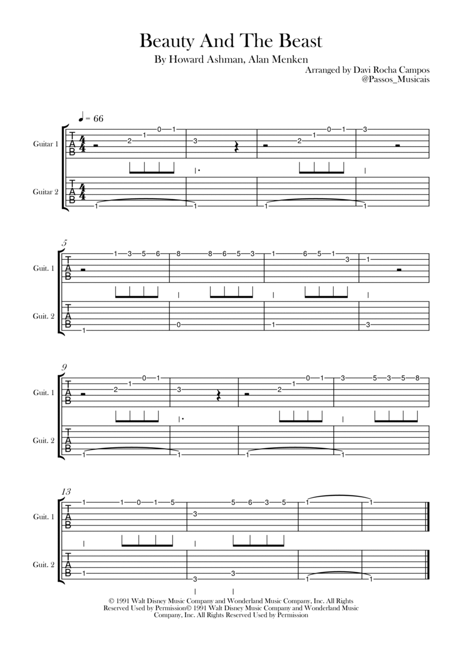 Beauty And The Beast Beauty And The Beast Electric Guitar scores gallery preview page 1