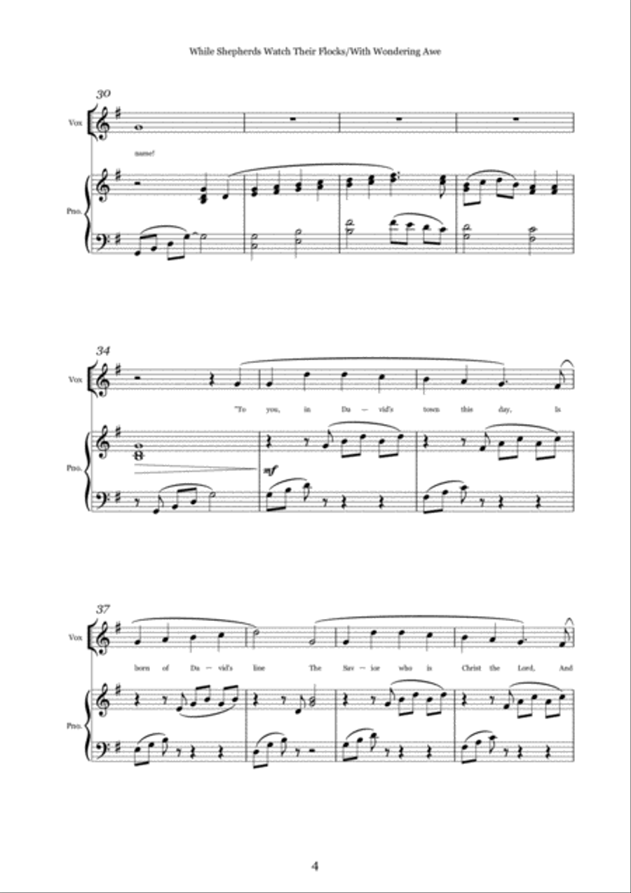 While Shepherds Watched Their Flocks/With Wondering Awe Soprano Voice scores gallery preview page 4