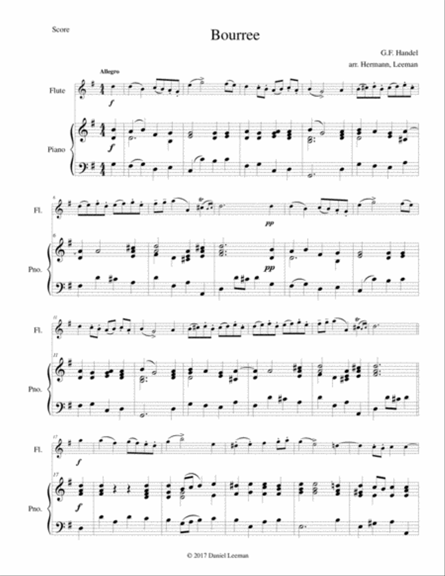 Bourree for Flute & Piano Flute Solo scores gallery preview page 2