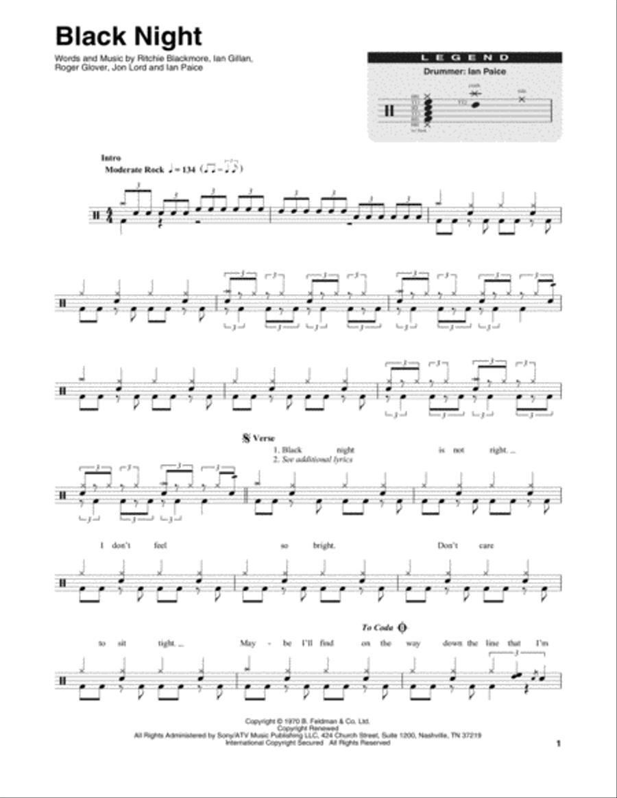 Black Night Black Night Drum Set scores gallery preview page 1