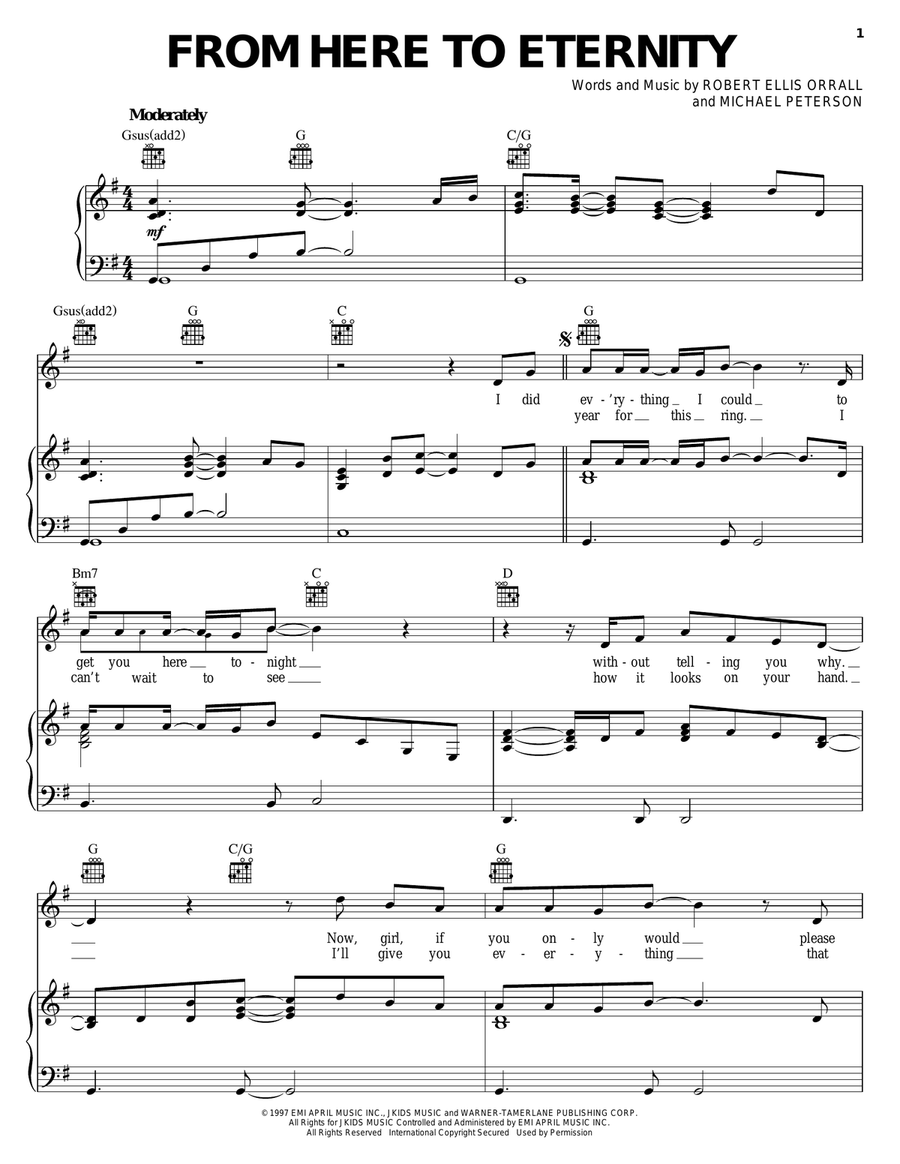 From Here To Eternity Piano, Vocal, Guitar scores gallery preview page 1