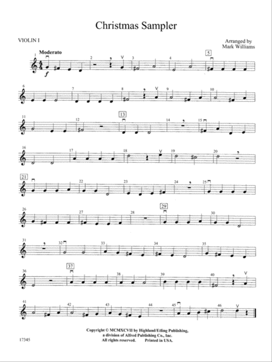 Christmas Sampler: 1st Violin String Orchestra scores gallery preview page 1