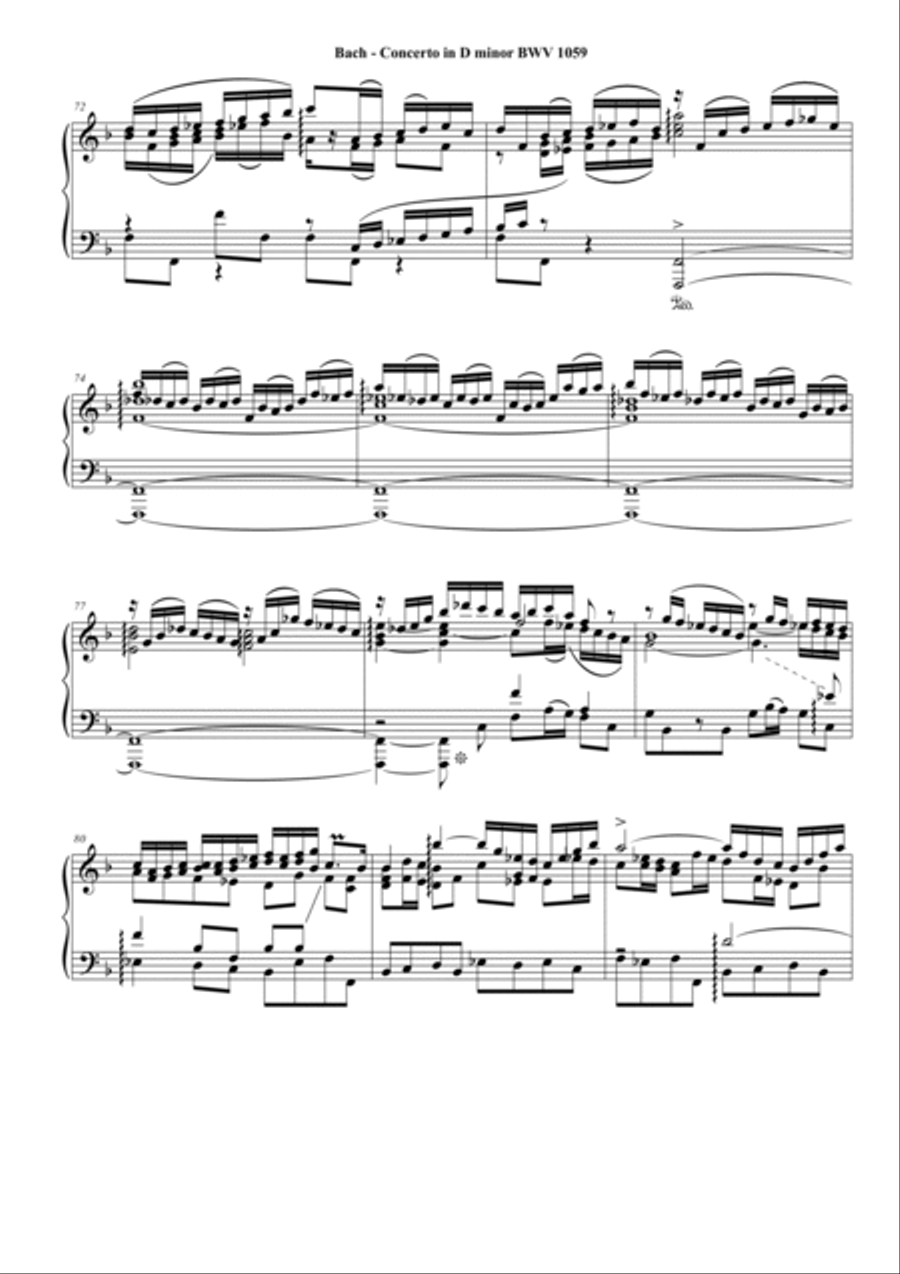 J.S.Bach - Oboe concerto in D minor BWV1059 - Complete piano version Piano Solo scores gallery preview page 6