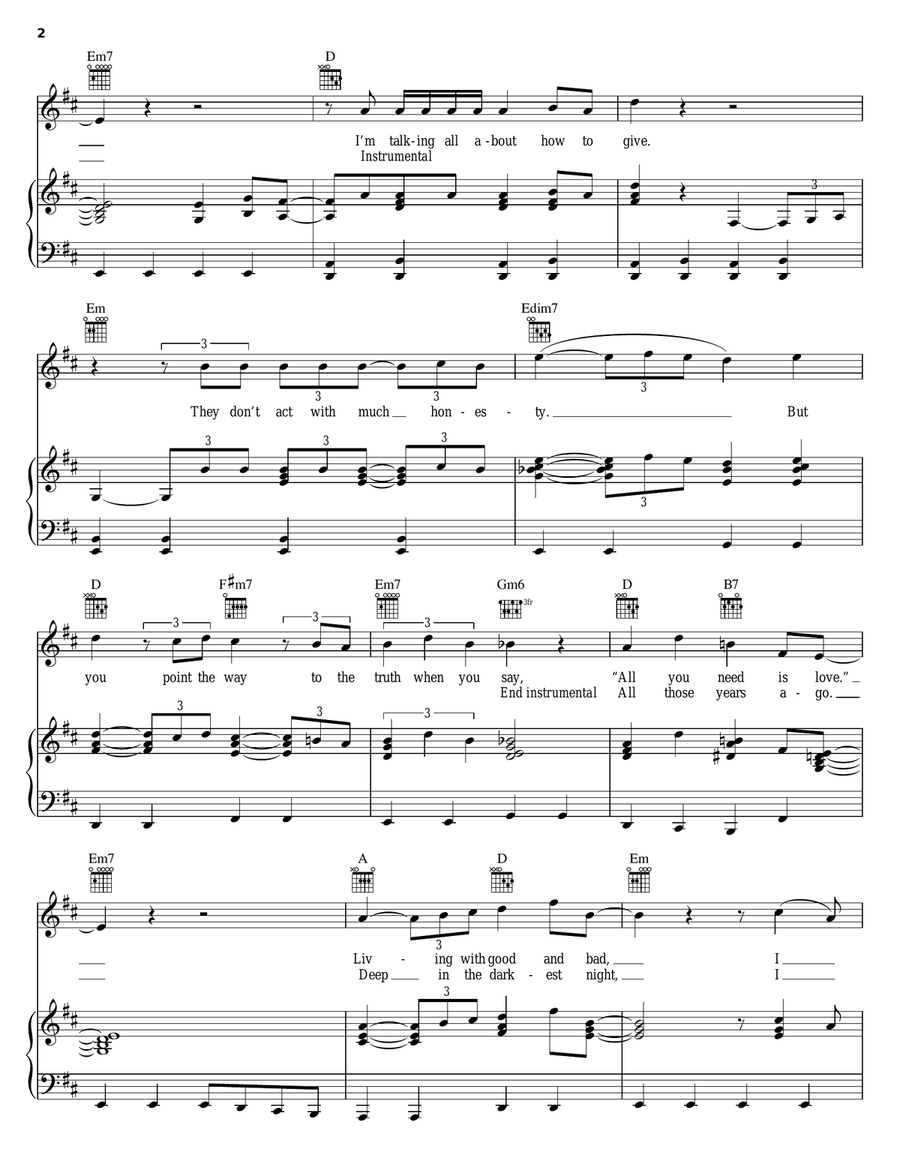 All Those Years Ago Piano, Vocal, Guitar scores gallery preview page 2
