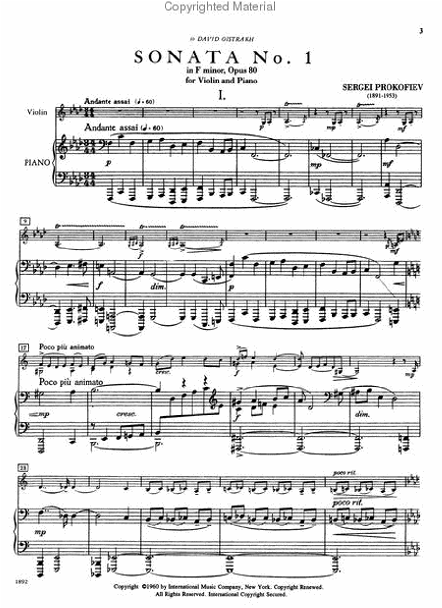 Sonata No. 1 in F minor, Op. 80 Violin Solo scores gallery preview page 3
