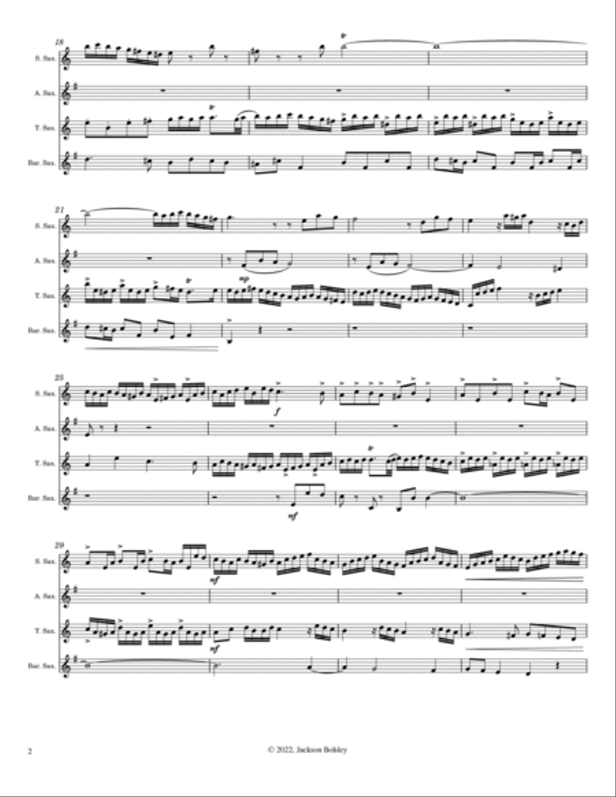 Fugue in G Minor, BMV 578 for Sax Quartet Saxophone Quartet scores gallery preview page 2