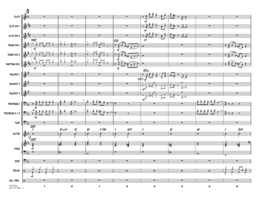 Born This Way - Full Score Jazz Ensemble scores gallery preview page 3