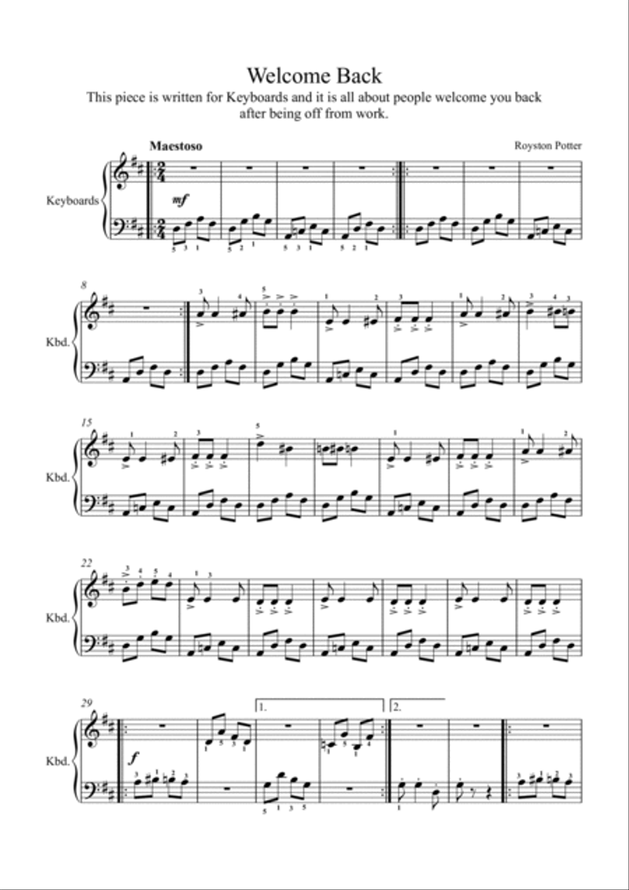 Well come Back Well come Back Piano Solo scores gallery preview page 2