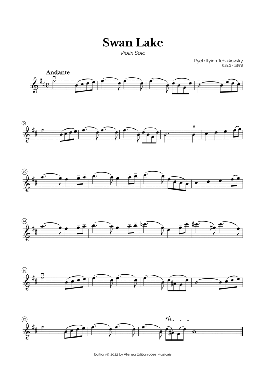 Swan Lake for Violin Solo Violin Solo scores gallery preview page 1